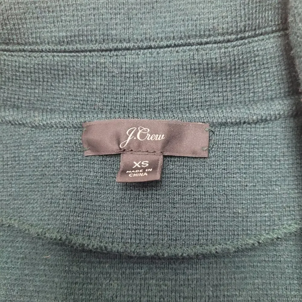 J. Crew Sophie forest green open front knit sweater wool blazer jacket XS